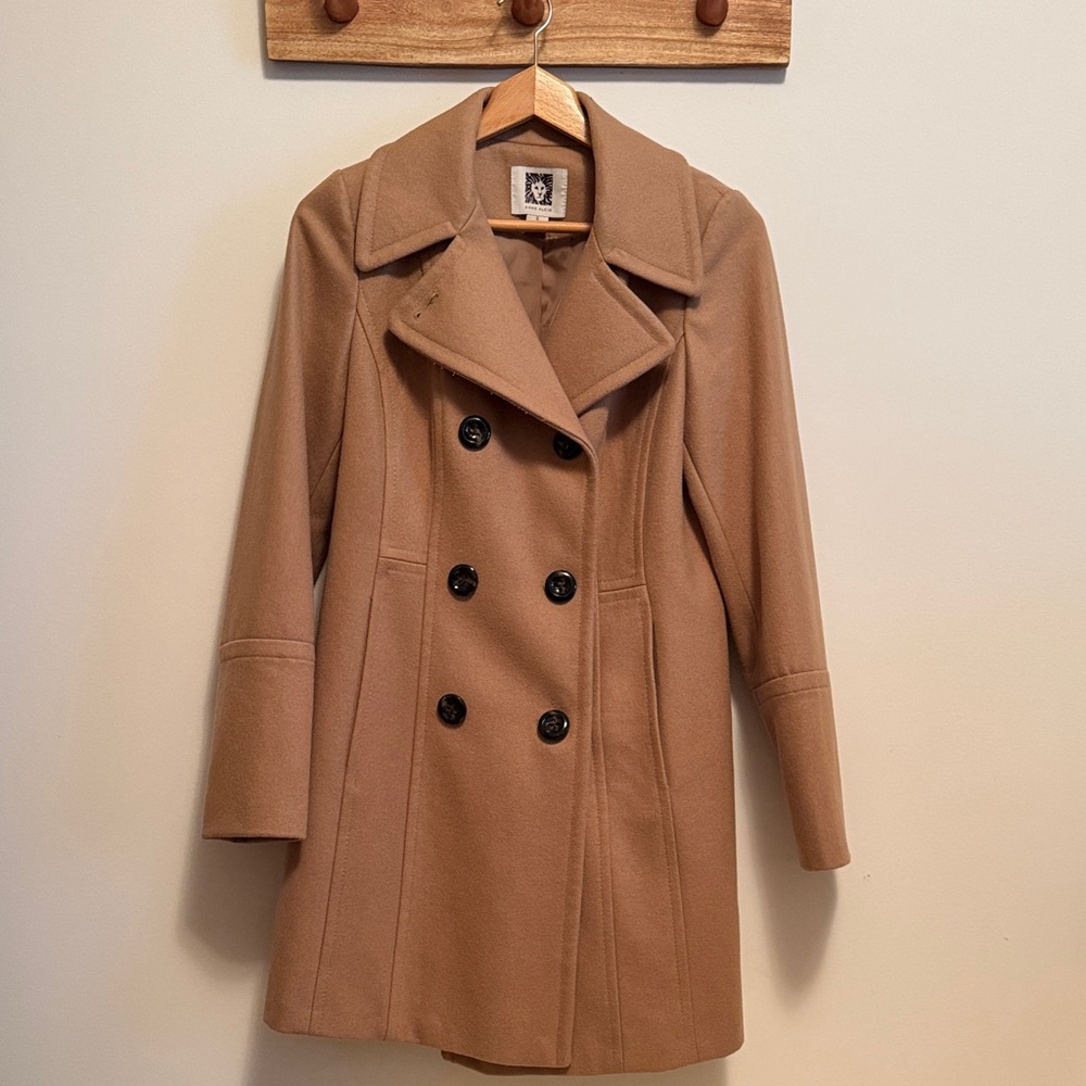 Anne Klein Women's Double-Breasted Tan Coat